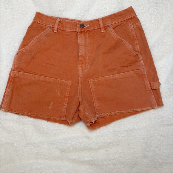 Urban Outfitters BDG Cut Off Carpenter Shorts Orange Rust Size 30 - Picture 2 of 9
